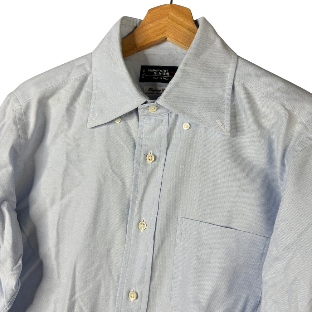 Maker's Shirt Kamakura Blue Xinjiang Cotton Oxford Shirt 15 3/4 40-84 made Japan